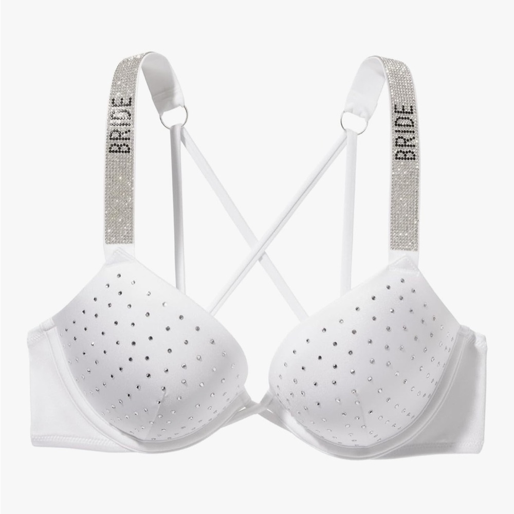 NEW 34D BRIDE Victoria's Secret Shine Strap Push-Up Bikini Top and bottoms